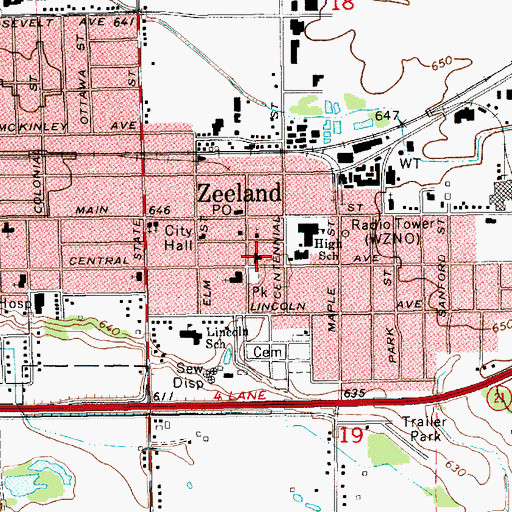 Topographic Map of Second Reformed Church, MI