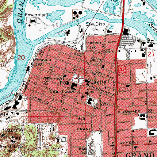 Topographic Map of Central Park, MI
