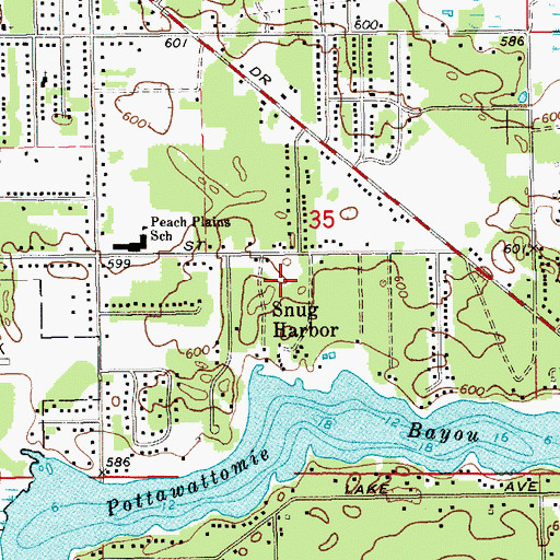 Topographic Map of Pottawattomie Park, MI