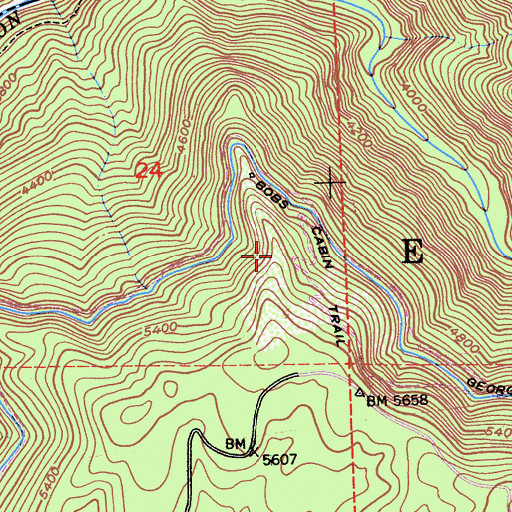 Topographic Map of Bobs Cabin Trail, CA