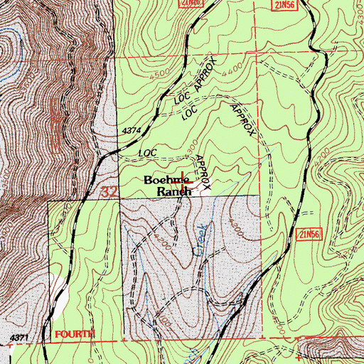 Topographic Map of Boehme Ranch, CA