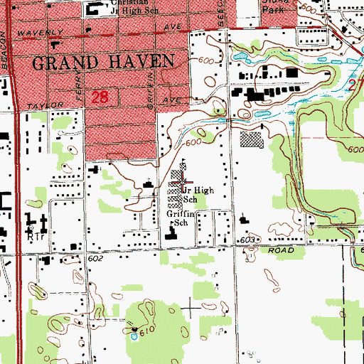 Topographic Map of White Plains Middle School, MI