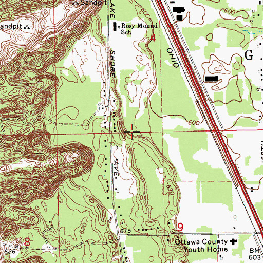 Topographic Map of Lakeshore Baptist Church, MI