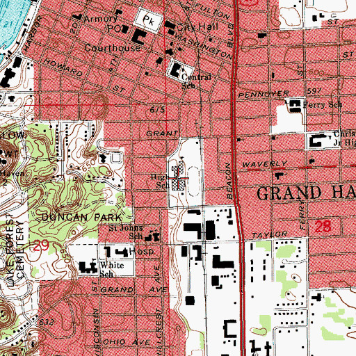 Topographic Map of Lakeshore Middle School, MI