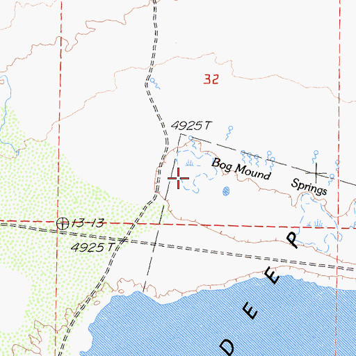 Topographic Map of Bog Mound Springs, CA