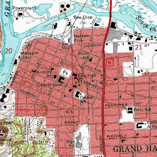 Topographic Map of Grand Haven Fire Department, MI