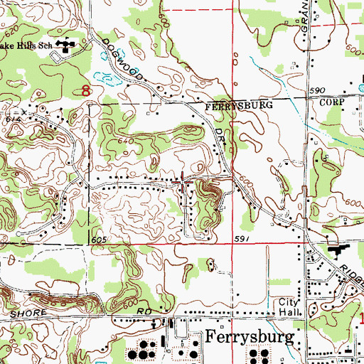 Topographic Map of Ferrysburg Church, MI