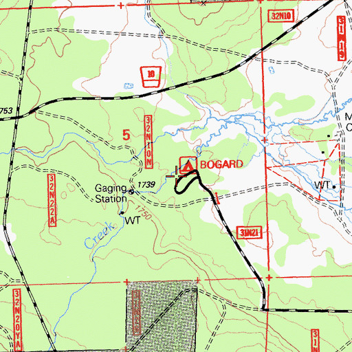 Topographic Map of Bogard Campground, CA
