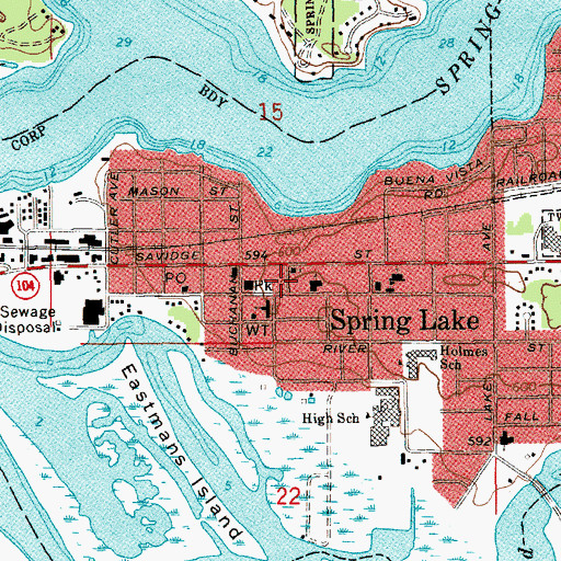 Topographic Map of Warner Baird District Library, MI