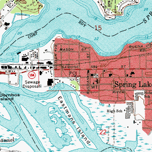 Topographic Map of Spring Lake Post Office, MI