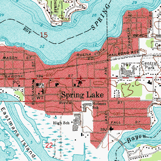 Topographic Map of Saint Mary's Church, MI