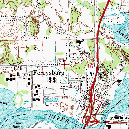 Topographic Map of Ferrysburg Fire Department, MI