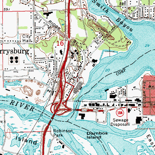 Topographic Map of Ferrysburg Post Office, MI
