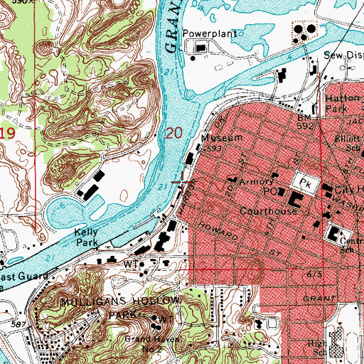 Topographic Map of Bicentennial Park, MI