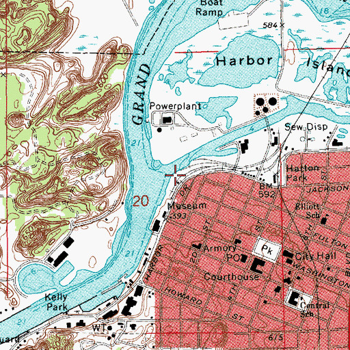 Topographic Map of Chinook Pier Park, MI