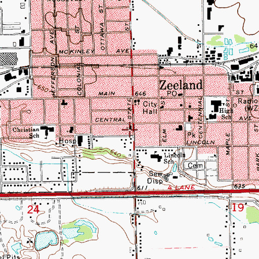 Topographic Map of Third Christian Reformed Church, MI