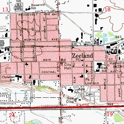 Topographic Map of North Street Christian Church, MI