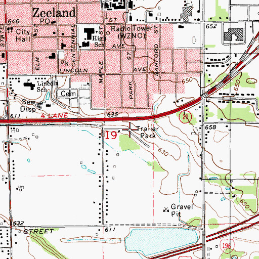 Topographic Map of Mapleview Valley Mobile Home Park, MI