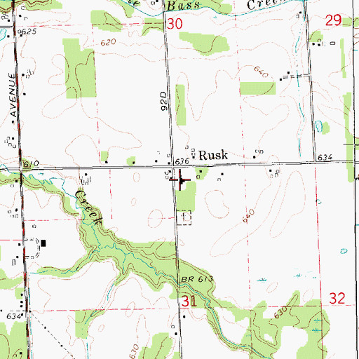 Topographic Map of Christian Reformed Church of Rusk, MI