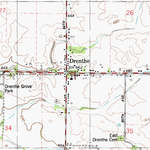 Topographic Map of Drenthe Christian Reformed Church, MI