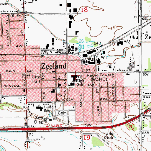 Topographic Map of Cityside Middle School, MI