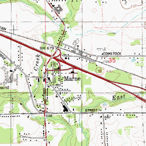 Topographic Map of Marne United Methodist Church, MI