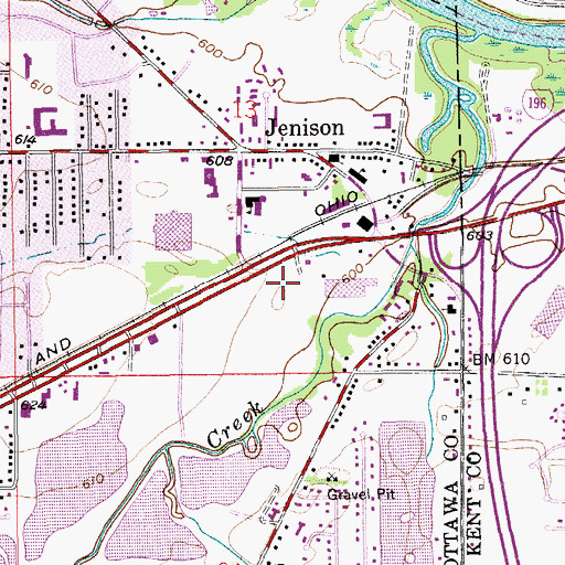Topographic Map of Jenison Post Office, MI
