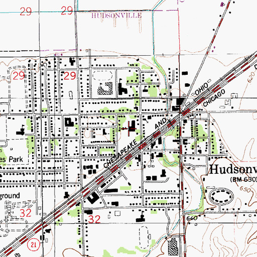 Topographic Map of Hudsonville Freshman Campus, MI