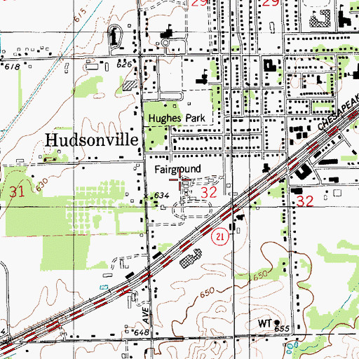Topographic Map of Hudsonville Fairgrounds, MI