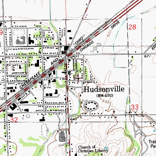 Topographic Map of Harvest Baptist Church, MI