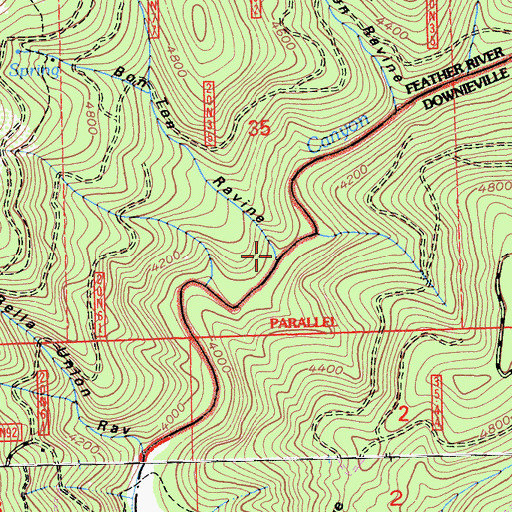 Topographic Map of Bon Ton Ravine, CA