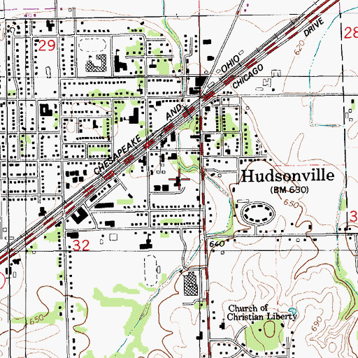 Topographic Map of Ottawa County Sheriff's Office - Hudsonville Branch, MI