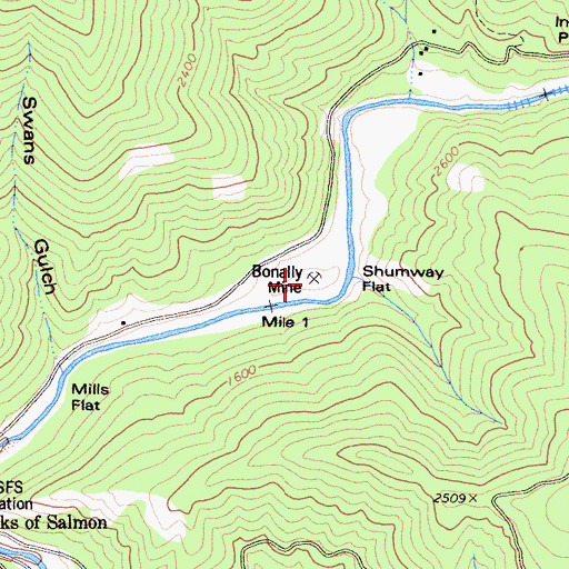 Topographic Map of Bonally Mine, CA