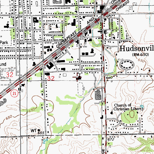 Topographic Map of South Elementary School, MI
