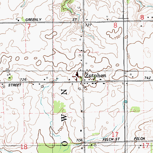 Topographic Map of Zutphen Christian Reformed Church, MI
