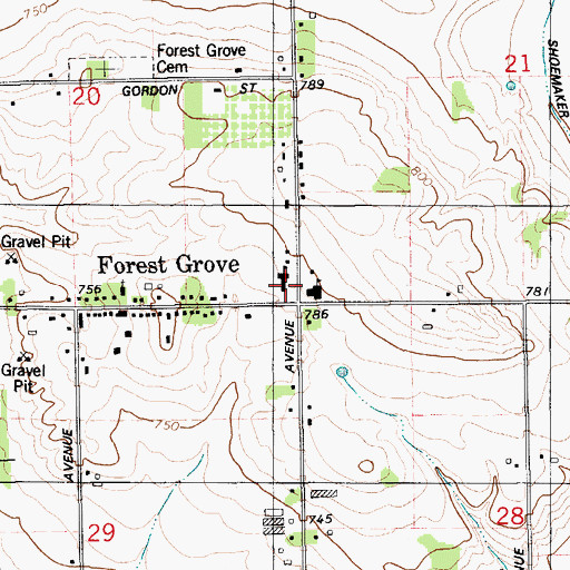 Topographic Map of Forest Grove Elementary School, MI