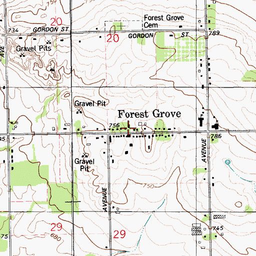 Topographic Map of Forest Grove Christian Church, MI
