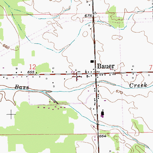 Topographic Map of Bauer Christian Reformed Church, MI