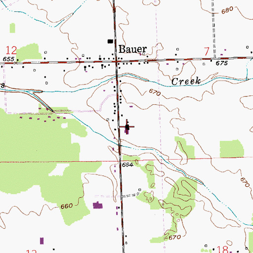 Topographic Map of Bauer Elementary School, MI