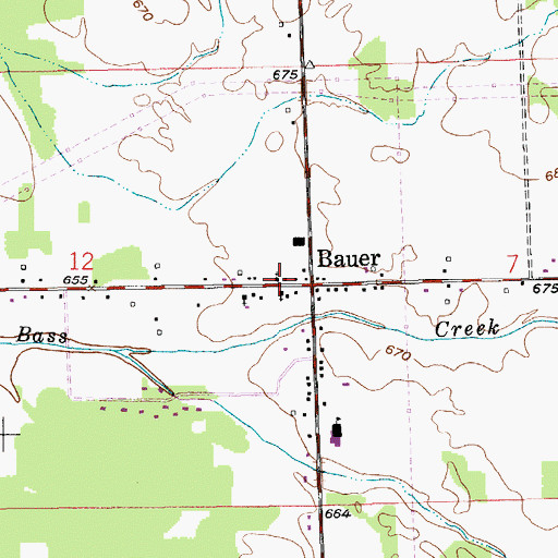 Topographic Map of Bauer Seventh-Day Adventist Church, MI