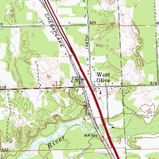 Topographic Map of West Olive Station, MI