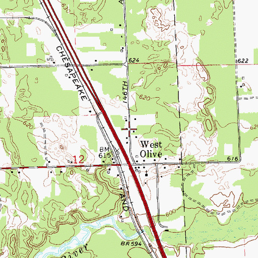 Topographic Map of West Olive Post Office, MI