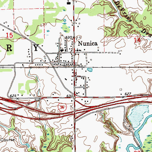 Topographic Map of Nunica Post Office, MI