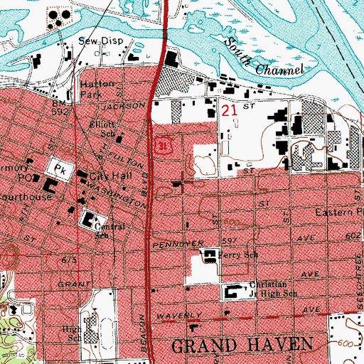 Topographic Map of Saint Patrick's Church, MI