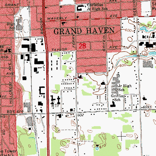 Topographic Map of Trinity Reformed Church, MI