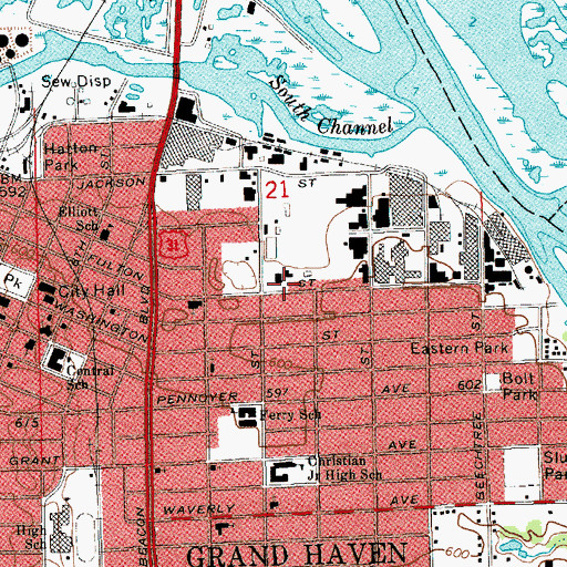 Topographic Map of Watermark Church, MI