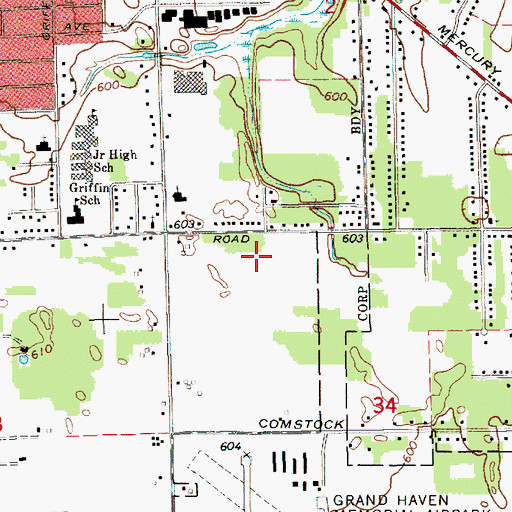 Topographic Map of Village Green Mobile Home Park, MI
