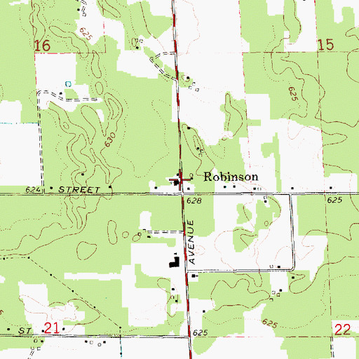 Topographic Map of Robinson Baptist Church, MI