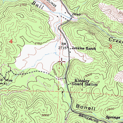 Topographic Map of Bonell Gulch, CA