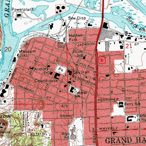 Topographic Map of Grand Haven Police Department, MI
